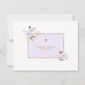 ライトパープル金ゴールド花写真ガールバプテスマ サンキューカード (裏面)