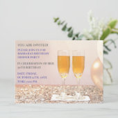 ライトパープル金ゴールド30th birthday champagne 招待状 (スタンド正面)