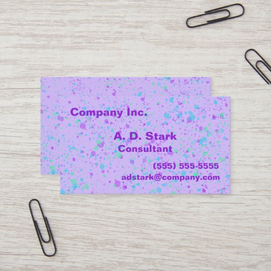 ライトパープル（ばちゃばちゃ）跳ねる名刺 名刺 (正面/裏面インサイチュ)
