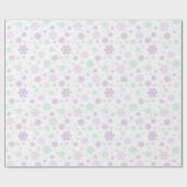 ライトパープル&グリーンフェスティバルクリスマススノーフレーク ラッピングペーパー (フラット)