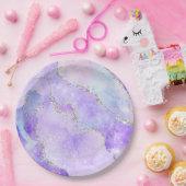 ライトパープル&シルバーグリッターパステルアゲフェイクート ペーパープレート (パーティー)