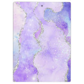 ライトパープル&シルバーフェイクグリッターアゲートモノグラム クリップボード (裏面)