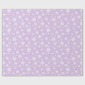 ライトパープル&ホワイトフェスティバルクリスマススノーフレーク ラッピングペーパー (フラット)