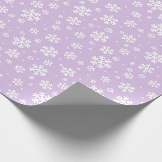 ライトパープル&ホワイトフェスティバルクリスマススノーフレーク ラッピングペーパー (角)