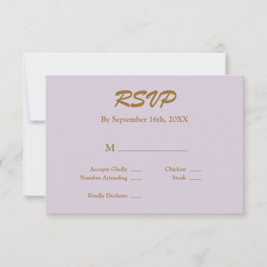 ライトパープルRSVPカード 出欠カード (正面)