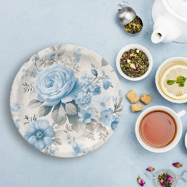 ライトパ芸術的ステルブルーバラ ペーパープレート