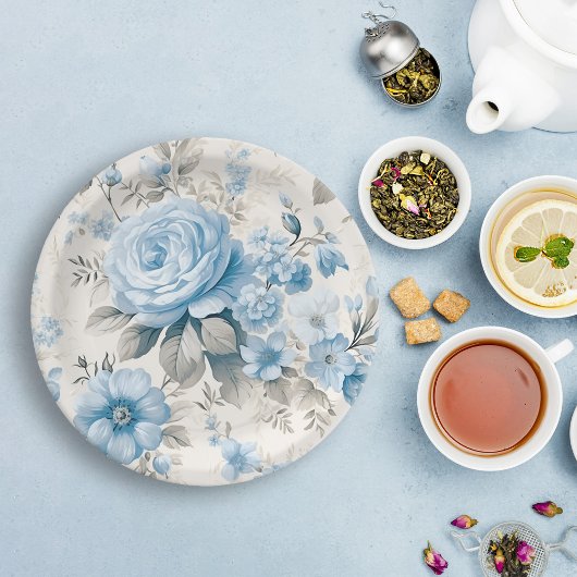 ライトパ芸術的ステルブルーバラ ペーパープレート