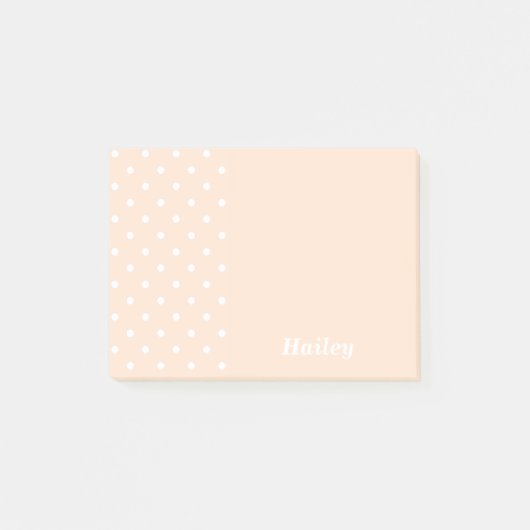 ライトビスク水玉模様パーソナライズされたPost It Notes ポストイット (正面)