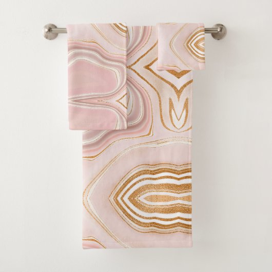 ライトピかわいらしンク金ゴールド大理石デザイン バスタオルセット (インサイチュ)