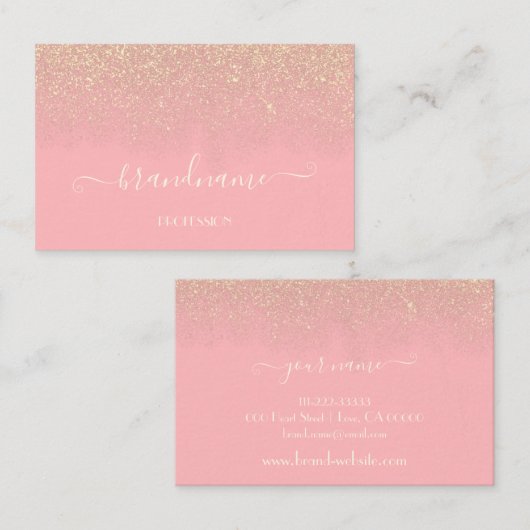 ライトピエレガントンクウィズゴールデングリッターレイン美しい 名刺 (正面/裏面)