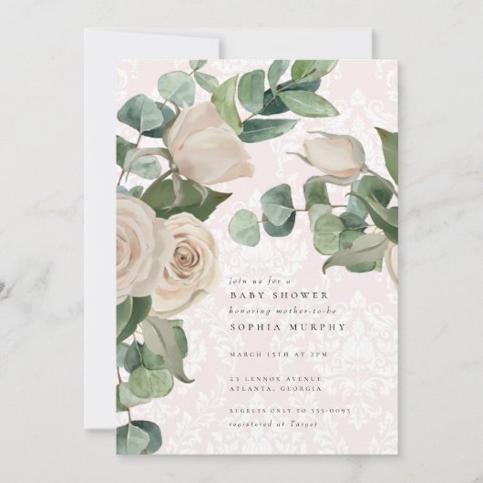 ライトピエレガントンクコテージバラベビーシャワー 招待状 (正面)