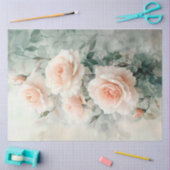 ライトピエレガントンクバラと緑のデコページ 薄葉紙 (クラフト)