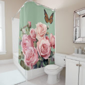 ライトピエレガントンクバラバタフライシャワーカーテン シャワーカーテン (インサイチュ)