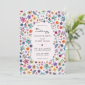 ライトピカラフルックワイルドフラワー庭園の結婚式 招待状 (スタンド正面)
