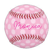 ライトピパーソナライズされたンク水玉模様 野球ボール (正面)