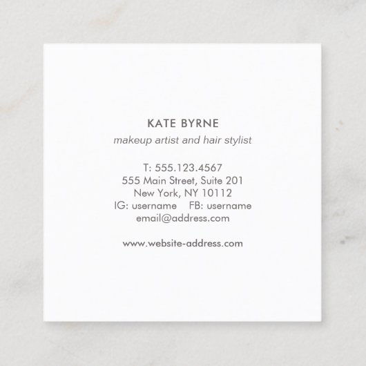 ライトピモダンックシークイン美しいサロン スクエア名刺 (裏面)