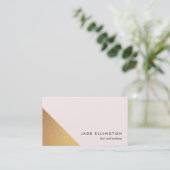 ライトピモダンンクおよび金ゴールド幾何学的美しい 名刺 (スタンド正面)