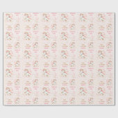 ライトピンクかわいいユニコーン女の子1st誕生日の名前 ラッピングペーパー (フラット)