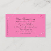 ライトピンクとシルバーデコールとモノグラムスタイリッシュ 名刺 (裏面)