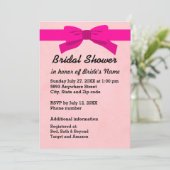 ライトピンクとハート&ピンクボウブライダルシャワー 招待状 (スタンド正面)