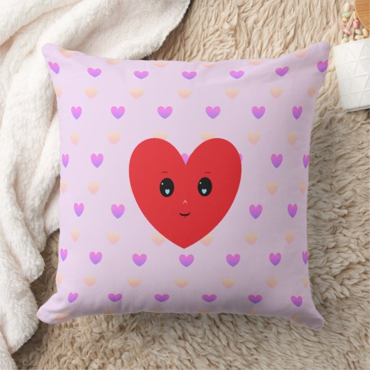 ライトピンクとバイオレットのハートパターン クッション (ブランケット)
