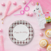 ライトピンクとブルゴーニュのデザイナー ペーパープレート (パーティー)