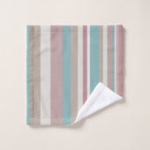 ライトピンクとブルーのストライプ バスタオルセット (ウォッシュタオル)