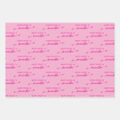 ライトピンクとホットピンクのハッピー スイート 16 キュートなリボン名前 ラッピングペーパーシート (正面3)