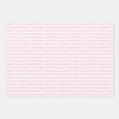 ライトピンクとホワイトクリスマスタイポグラフィ ラッピングペーパーシート (正面2)