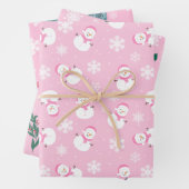 ライトピンクと白かわいい冬の雪 ラッピングペーパーシート (インサイチュ)