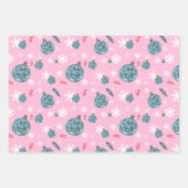 ライトピンクと白かわいい冬の雪 ラッピングペーパーシート (正面3)