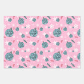 ライトピンクと白かわいい冬の雪 ラッピングペーパーシート (正面3)