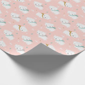 ライトピンクにスカーフが付いたかわいいホッキョクグマ ラッピングペーパー (角)
