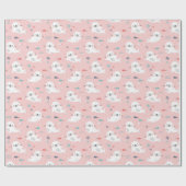 ライトピンクのかわいいシール ラッピングペーパー (フラット)