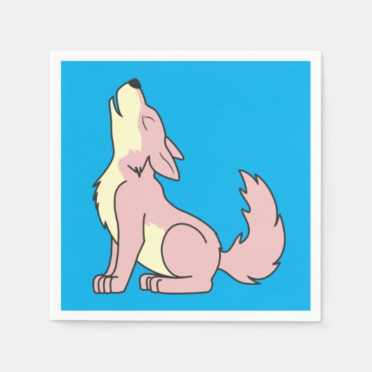 ライトピンクのオオカミの群れ スタンダードカクテルナプキン (正面)