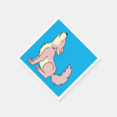 ライトピンクのオオカミの群れ スタンダードカクテルナプキン (角)