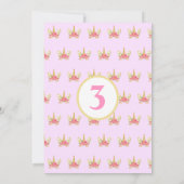ライトピンクのキュートなプリンセス 3歳の誕生日パーティー 招待状 (裏面)