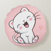ライトピンクのキュートな子猫 ラウンドクッション (裏面)