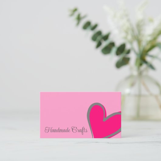 ライトピンクのゴージャスモダンなハートかわいい写真 名刺 (スタンド正面)