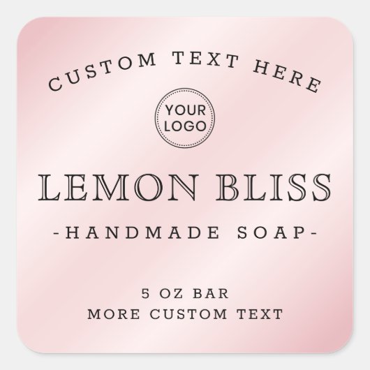 ライトピンクのサテンカスタムのロゴの正方形の製品ラベル スクエアシール (正面)