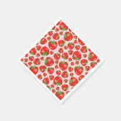 ライトピンクのストロベリーパターンイラストレーション スタンダードカクテルナプキン (角)