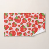 ライトピンクのストロベリーパターンイラストレーション バスタオルセット (ハンドタオル)