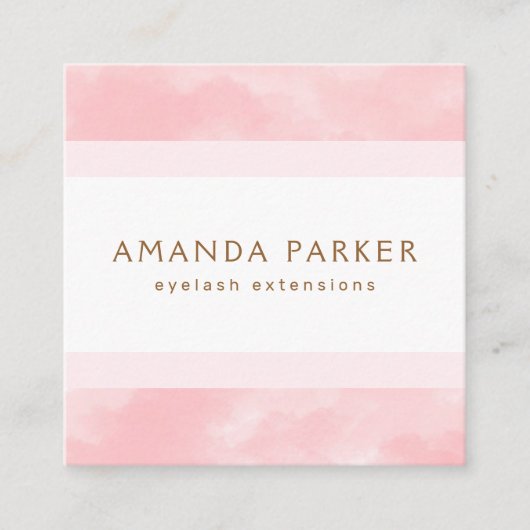 ライトピンクのソフトウォーターのカラーエレガントスパブティック スクエア名刺 (正面)