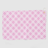 ライトピンクのタータンチェッククリスマスの休日パターン ゴルフタオル (横)