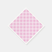 ライトピンクのタータンチェッククリスマスの休日パターン スタンダードカクテルナプキン (角)