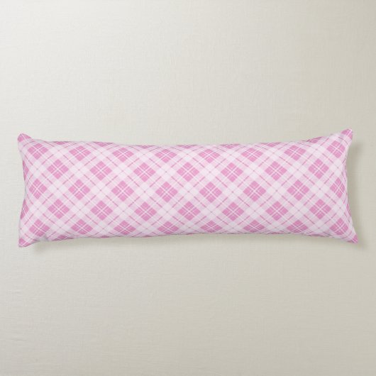 ライトピンクのタータンチェッククリスマスの休日パターン ボディピロー (裏面)