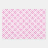 ライトピンクのタータンチェッククリスマスの休日パターン ラッピングペーパーシート (正面3)