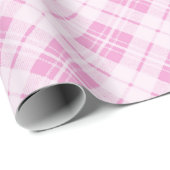 ライトピンクのタータンチェッククリスマスの休日パターン ラッピングペーパー (ロールコーナー)