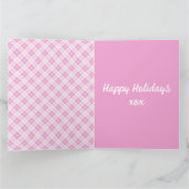 ライトピンクのタータン柄のクリスマス　ホリデー　メリー　ブライト カード (内部)