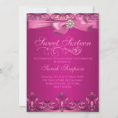 ライトピンクのダマスク＆リボン スイート16 バースデー招待状 招待状 (裏面)